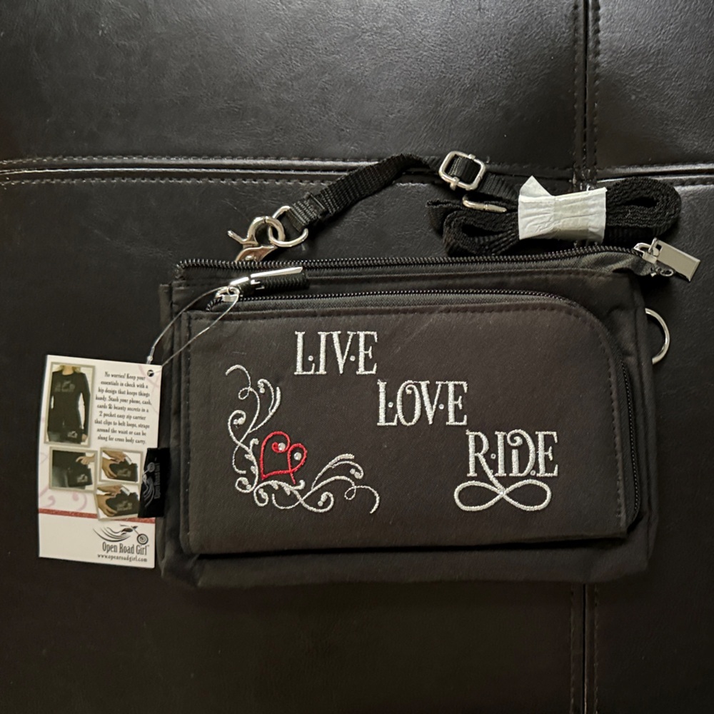 Black Embroidered Purse/Hip bag